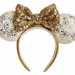 Disney Ears Headband - 50th Anniversary - Gold & White - Light Up